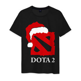 Мужская футболка хлопок с принтом Dota 2 в городе Новоалтайск, 100% хлопок | прямой крой, круглый вырез горловины, длина до линии бедер, слегка спущенное плечо. | 2015 | dota | dota 2 | дота | игры | новый год | шапка