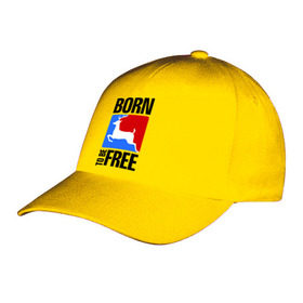 Бейсболка с принтом Born to be free в городе Новоалтайск, 100% хлопок | классический козырек, металлическая застежка-регулятор размера | Тематика изображения на принте: born | free | олень | рожден | свобода | свободный