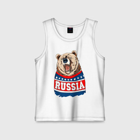 Детская майка хлопок с принтом Медведь made in Russia в городе Новоалтайск,  |  | made in russia | mountain | russia | кофта | медведь | мишка | патриот | россия | свитер