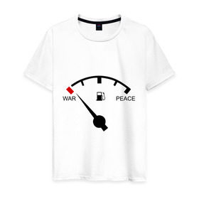 Мужская футболка хлопок с принтом War and peace в городе Новоалтайск, 100% хлопок | прямой крой, круглый вырез горловины, длина до линии бедер, слегка спущенное плечо. | peace | war | война | мир | скорость