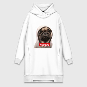 Платье-худи хлопок с принтом Pug life в городе Новоалтайск,  |  | pug life | жизнь | капюшон | мопс | собака