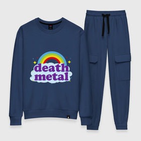 Женский костюм хлопок с принтом Rainbow death metal в городе Новоалтайск, 100% хлопок | на свитшоте круглая горловина, мягкая резинка по низу. Брюки заужены к низу, на них два вида карманов: два 