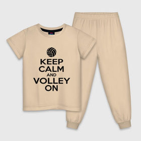 Детская пижама хлопок с принтом Keep calm and volley on в городе Новоалтайск, 100% хлопок |  брюки и футболка прямого кроя, без карманов, на брюках мягкая резинка на поясе и по низу штанин
 | Тематика изображения на принте: волейбол