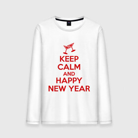 Мужской лонгслив хлопок с принтом Keep calm and happy new year в городе Новоалтайск, 100% хлопок |  | keep calm | new year | новый год | сохраняй спокойствие