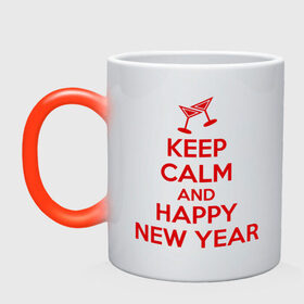 Кружка хамелеон с принтом Keep calm and happy new year в городе Новоалтайск, керамика | меняет цвет при нагревании, емкость 330 мл | keep calm | new year | новый год | сохраняй спокойствие