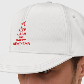 Кепка снепбек с прямым козырьком с принтом Keep calm and happy new year в городе Новоалтайск, хлопок 100% |  | keep calm | new year | новый год | сохраняй спокойствие