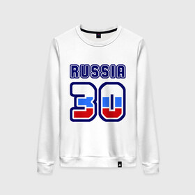 Женский свитшот хлопок с принтом Russia - 30 (Астраханская область) в городе Новоалтайск, 100% хлопок | прямой крой, круглый вырез, на манжетах и по низу широкая трикотажная резинка  | 30 | russia | россия
