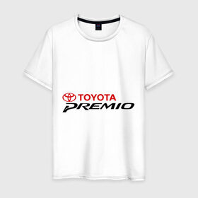 Мужская футболка хлопок с принтом Toyota Premio в городе Новоалтайск, 100% хлопок | прямой крой, круглый вырез горловины, длина до линии бедер, слегка спущенное плечо. | premio | toyota | премио | тойота