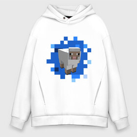 Мужское худи Oversize хлопок с принтом Minecraft sheep в городе Новоалтайск, френч-терри — 70% хлопок, 30% полиэстер. Мягкий теплый начес внутри —100% хлопок | боковые карманы, эластичные манжеты и нижняя кромка, капюшон на магнитной кнопке | майнкрафт | овечка