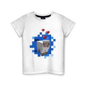 Детская футболка хлопок с принтом Minecraft sheep в городе Новоалтайск, 100% хлопок | круглый вырез горловины, полуприлегающий силуэт, длина до линии бедер | Тематика изображения на принте: 2015 | minecraft | бараны | животные | майнкрафт | овечки | приколы | символ года | ягнята