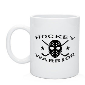 Кружка с принтом Hockey warrior в городе Новоалтайск, керамика | объем — 330 мл, диаметр — 80 мм. Принт наносится на бока кружки, можно сделать два разных изображения | Тематика изображения на принте: hockey | warrior | воин | хоккей