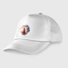 Детская кепка тракер с принтом Interstellar в городе Новоалтайск, Козырек - 100% хлопок. Кепка - 100% полиэстер, Задняя часть - сетка | универсальный размер, пластиковая застёжка | interstellar | интерстеллар | космонавт | космос