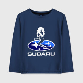 Детский лонгслив хлопок с принтом Subaru в городе Новоалтайск, 100% хлопок | круглый вырез горловины, полуприлегающий силуэт, длина до линии бедер | subaru | субару