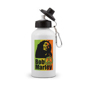 Бутылка спортивная с принтом Bob Marley в городе Новоалтайск, металл | емкость — 500 мл, в комплекте две пластиковые крышки и карабин для крепления | bob marley | боб марли