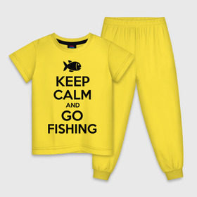 Детская пижама хлопок с принтом Keep calm and go fishing в городе Новоалтайск, 100% хлопок |  брюки и футболка прямого кроя, без карманов, на брюках мягкая резинка на поясе и по низу штанин
 | fishing | keep calm | рыбак | рыбалка | рыбачить | сохраняй спокойствие