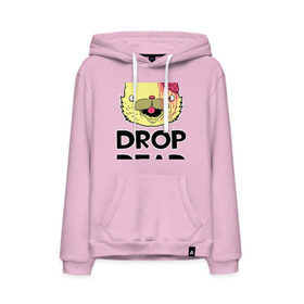 Мужская толстовка хлопок с принтом Drop Dead Cat в городе Новоалтайск, френч-терри, мягкий теплый начес внутри (100% хлопок) | карман-кенгуру, эластичные манжеты и нижняя кромка, капюшон с подкладом и шнурком | 