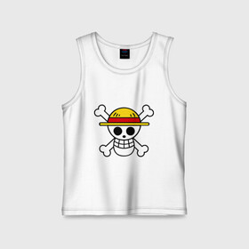 Детская майка хлопок с принтом Флаг Луффи в городе Новоалтайск,  |  | anime | mugivara | one piece | pirates | аниме | ванпис | луффи | манга | манки д луффи | мугивары | оба | пираты | флаг