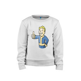 Детский свитшот хлопок с принтом Fallout vault boy в городе Новоалтайск, 100% хлопок | круглый вырез горловины, эластичные манжеты, пояс и воротник | Тематика изображения на принте: 
