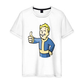Мужская футболка хлопок с принтом Fallout vault boy в городе Новоалтайск, 100% хлопок | прямой крой, круглый вырез горловины, длина до линии бедер, слегка спущенное плечо. | 