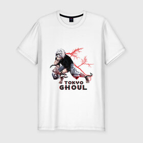 Мужская футболка премиум с принтом Tokyo Ghoul в городе Новоалтайск, 92% хлопок, 8% лайкра | приталенный силуэт, круглый вырез ворота, длина до линии бедра, короткий рукав | anime | tokyo | канеки | токийский гуль