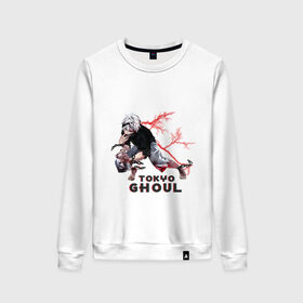 Женский свитшот хлопок с принтом Tokyo Ghoul в городе Новоалтайск, 100% хлопок | прямой крой, круглый вырез, на манжетах и по низу широкая трикотажная резинка  | anime | tokyo | канеки | токийский гуль