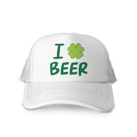 Кепка тракер с сеткой с принтом Love beer в городе Новоалтайск, трикотажное полотно; задняя часть — сетка | длинный козырек, универсальный размер, пластиковая застежка | beer | love | ирландия | клевер | патрик | праздник | святой