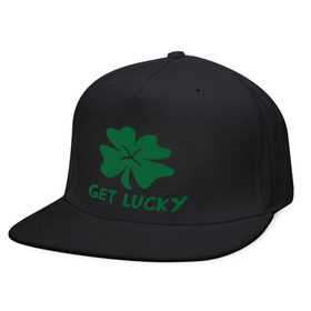 Кепка снепбек с прямым козырьком с принтом Get lucky в городе Новоалтайск, хлопок 100% |  | get lucky | ирландия | клевер | патрик | святой