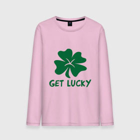 Мужской лонгслив хлопок с принтом Get lucky в городе Новоалтайск, 100% хлопок |  | get lucky | ирландия | клевер | патрик | святой