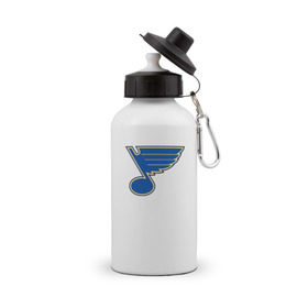 Бутылка спортивная с принтом St. Louis Blues в городе Новоалтайск, металл | емкость — 500 мл, в комплекте две пластиковые крышки и карабин для крепления | st. louis blues tarasenko | нхл