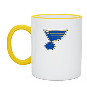 Кружка двухцветная с принтом St. Louis Blues в городе Новоалтайск, керамика | объем — 330 мл, диаметр — 80 мм. Цветная ручка и кайма сверху, в некоторых цветах — вся внутренняя часть | Тематика изображения на принте: st. louis blues tarasenko | нхл