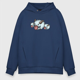 Мужское худи Oversize хлопок с принтом Poro League Of Legends в городе Новоалтайск, френч-терри — 70% хлопок, 30% полиэстер. Мягкий теплый начес внутри —100% хлопок | боковые карманы, эластичные манжеты и нижняя кромка, капюшон на магнитной кнопке | leagueoflegends | lol | довольно злые поро | но такие милые ^^poro