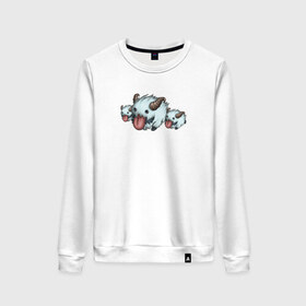 Женский свитшот хлопок с принтом Poro League Of Legends в городе Новоалтайск, 100% хлопок | прямой крой, круглый вырез, на манжетах и по низу широкая трикотажная резинка  | leagueoflegends | lol | довольно злые поро | но такие милые ^^poro