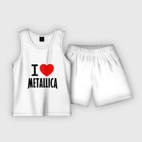 Детская пижама с шортами хлопок с принтом I love Metallica в городе Новоалтайск,  |  | Тематика изображения на принте: металлика