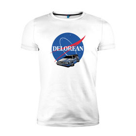 Мужская футболка премиум с принтом Delorean space в городе Новоалтайск, 92% хлопок, 8% лайкра | приталенный силуэт, круглый вырез ворота, длина до линии бедра, короткий рукав | delorean | космос | наса