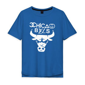 Мужская футболка хлопок Oversize с принтом Chicago Bulls fun logo в городе Новоалтайск, 100% хлопок | свободный крой, круглый ворот, “спинка” длиннее передней части | chicago bulls | антибрэнд