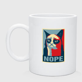 Кружка с принтом Grumpy Cat NOPE в городе Новоалтайск, керамика | объем — 330 мл, диаметр — 80 мм. Принт наносится на бока кружки, можно сделать два разных изображения | grumpy cat | nope
