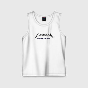 Детская майка хлопок с принтом AlcoholicA в городе Новоалтайск,  |  | metallica | антибренд | металлика