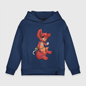 Детское худи Oversize хлопок с принтом Foxy fnaf в городе Новоалтайск, френч-терри — 70% хлопок, 30% полиэстер. Мягкий теплый начес внутри —100% хлопок | боковые карманы, эластичные манжеты и нижняя кромка, капюшон на магнитной кнопке | Тематика изображения на принте: @