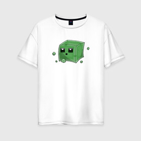 Женская футболка хлопок Oversize с принтом Minecraft слизень в городе Новоалтайск, 100% хлопок | свободный крой, круглый ворот, спущенный рукав, длина до линии бедер
 | игра | мinecraft
