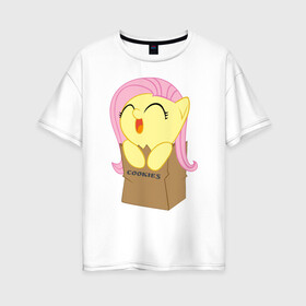 Женская футболка хлопок Oversize с принтом Cute Fluttershy в городе Новоалтайск, 100% хлопок | свободный крой, круглый ворот, спущенный рукав, длина до линии бедер
 | fluttershy | пони | сваг | флаттершай в пакетике.поняш