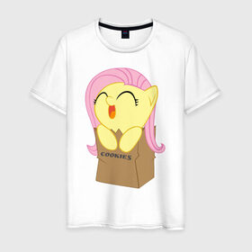 Мужская футболка хлопок с принтом Cute Fluttershy в городе Новоалтайск, 100% хлопок | прямой крой, круглый вырез горловины, длина до линии бедер, слегка спущенное плечо. | fluttershy | пони | сваг | флаттершай в пакетике.поняш
