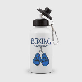 Бутылка спортивная с принтом Boxing champions в городе Новоалтайск, металл | емкость — 500 мл, в комплекте две пластиковые крышки и карабин для крепления | boxing | champions | бокс | перчатки | спорт