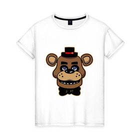 Женская футболка хлопок с принтом Five Nights At Freddy`s в городе Новоалтайск, 100% хлопок | прямой крой, круглый вырез горловины, длина до линии бедер, слегка спущенное плечо | five nights at freddys | fnaf | freddy | игры | медведь | мишка | фнаф | фредди