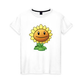 Женская футболка хлопок с принтом Plants Vs Zombies в городе Новоалтайск, 100% хлопок | прямой крой, круглый вырез горловины, длина до линии бедер, слегка спущенное плечо | Тематика изображения на принте: растения против зомби