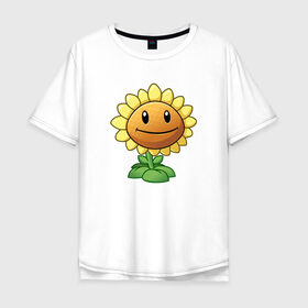 Мужская футболка хлопок Oversize с принтом Plants Vs Zombies в городе Новоалтайск, 100% хлопок | свободный крой, круглый ворот, “спинка” длиннее передней части | Тематика изображения на принте: растения против зомби