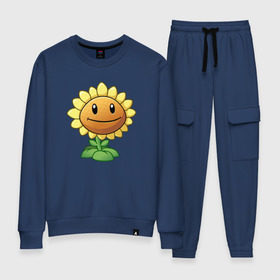 Женский костюм хлопок с принтом Plants Vs Zombies в городе Новоалтайск, 100% хлопок | на свитшоте круглая горловина, мягкая резинка по низу. Брюки заужены к низу, на них два вида карманов: два 