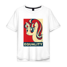 Мужская футболка хлопок Oversize с принтом Starlight Glimmer: Equality в городе Новоалтайск, 100% хлопок | свободный крой, круглый ворот, “спинка” длиннее передней части | 5 season | 5 сезон | mlp | stirlight | равноправие | старлайт