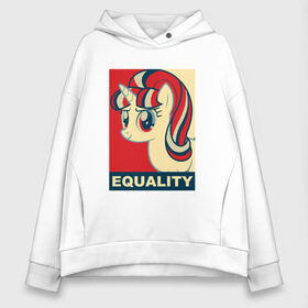 Женское худи Oversize хлопок с принтом Starlight Glimmer Equality в городе Новоалтайск, френч-терри — 70% хлопок, 30% полиэстер. Мягкий теплый начес внутри —100% хлопок | боковые карманы, эластичные манжеты и нижняя кромка, капюшон на магнитной кнопке | 5 season | 5 сезон | mlp | stirlight | равноправие | старлайт