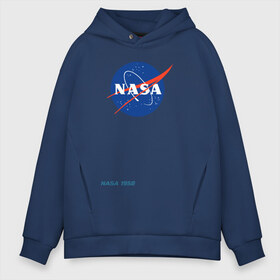 Мужское худи Oversize хлопок с принтом Nasa в городе Новоалтайск, френч-терри — 70% хлопок, 30% полиэстер. Мягкий теплый начес внутри —100% хлопок | боковые карманы, эластичные манжеты и нижняя кромка, капюшон на магнитной кнопке | space nasa galaxy hubble