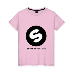 Женская футболка хлопок с принтом Spinnin records в городе Новоалтайск, 100% хлопок | прямой крой, круглый вырез горловины, длина до линии бедер, слегка спущенное плечо | house | spinnin | spinnin recors